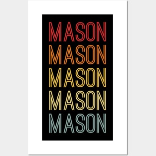 Mason Name Vintage Retro Pattern Posters and Art